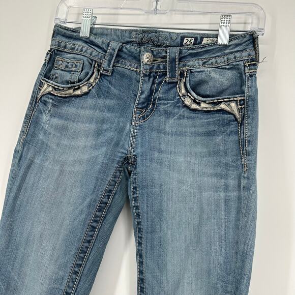 VTG y2k Women's Low Rise Miss Me Medium Wash Blue Denim Bootcut Jeans MP588082 - Picture 3 of 10